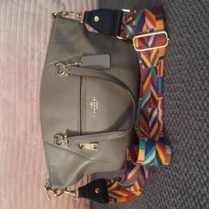 Coach Taupe Gray Leather Purse